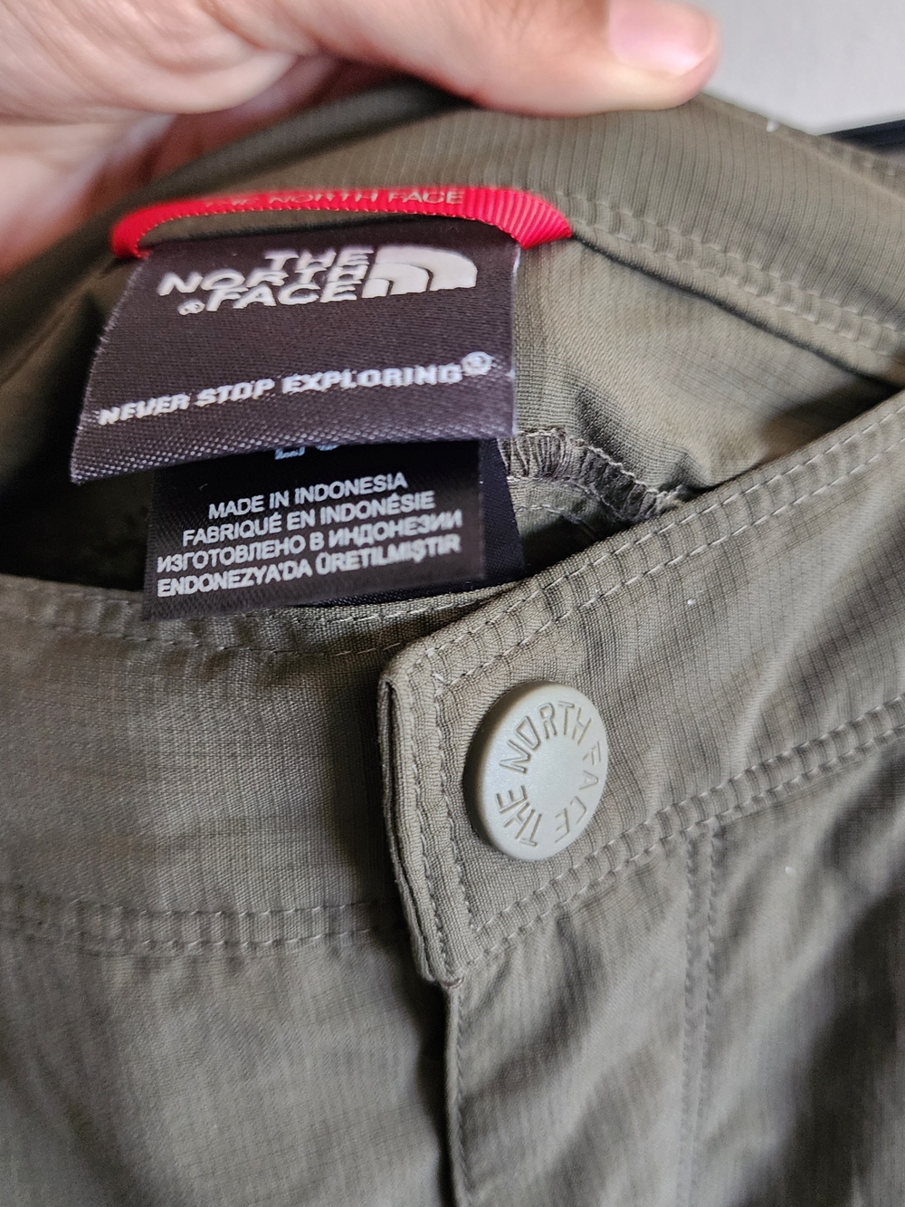 The North Face Mens Large Olive Green Stow Pocket Nylon Hiking Cargo Pants - Picture 11 of 12